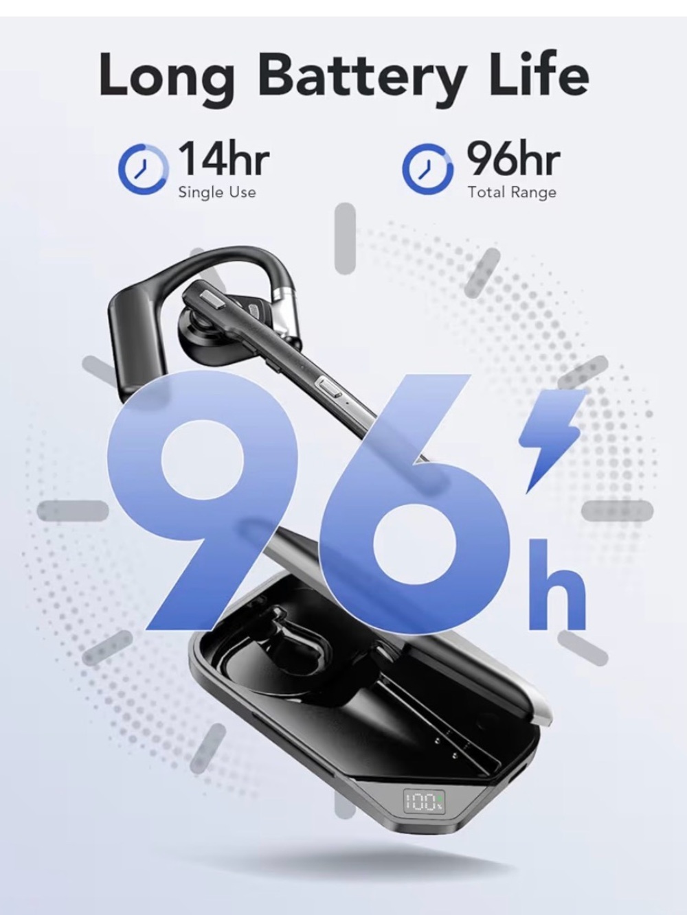 Wireless Open-Ear Bluetooth Headset with Charging Case USE w APPLE or ANDROID - Picture 4 of 7